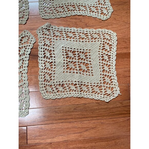 Set of 6 Handcrafted Beige Crochet Cotton Lace Doilies Home Decor 10"x11" - Picture 2 of 11